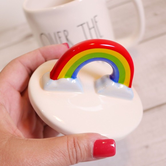 Rae Dunn Over The Rainbow Mug with Lid Topper NEW! CottageCore Farmhouse - Picture 4 of 5